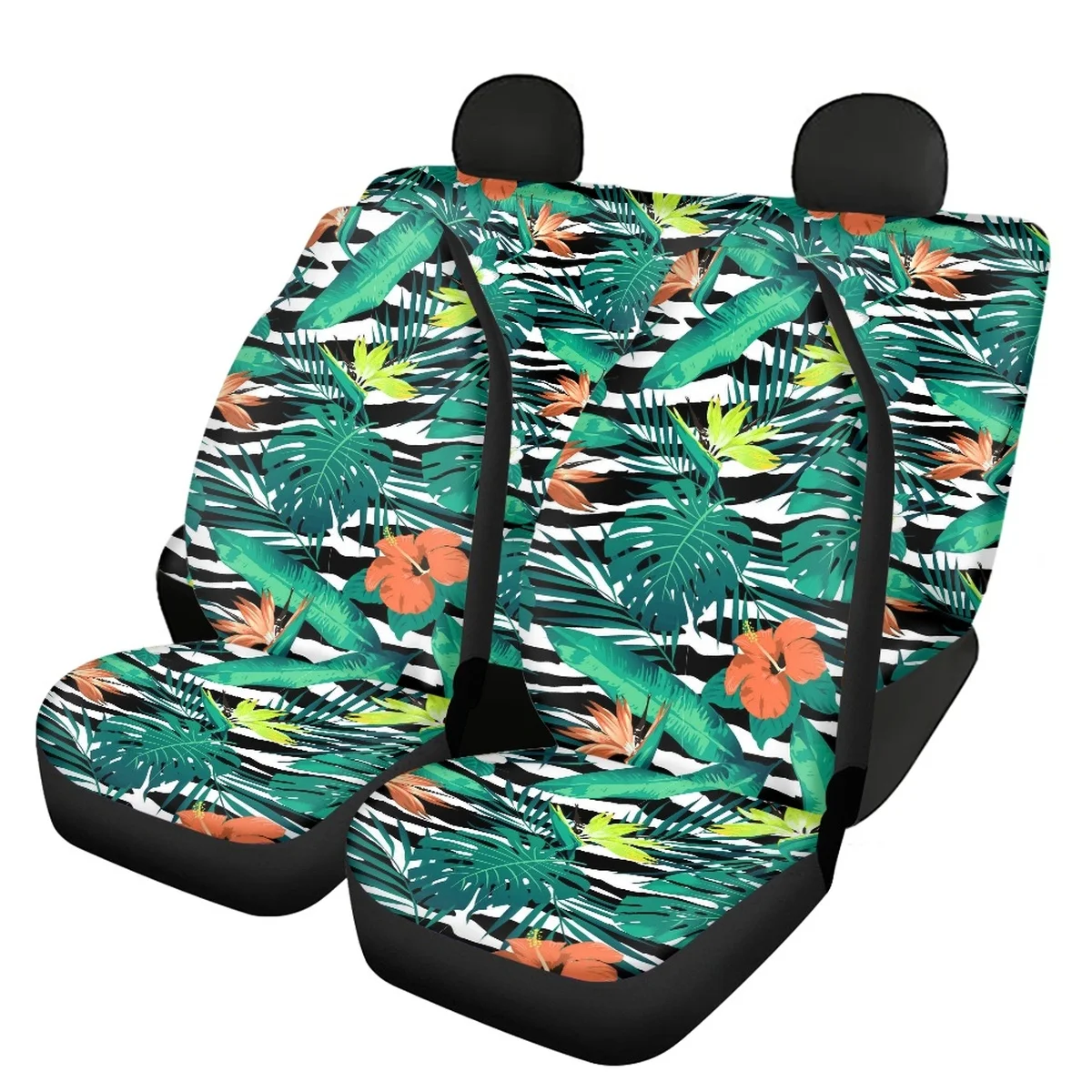 

INSTANTARTS Polynesian Hibiscus Art Design Soft Front and Back Car Seat Covers for Car Washable Vehicle Seat Protector Durable