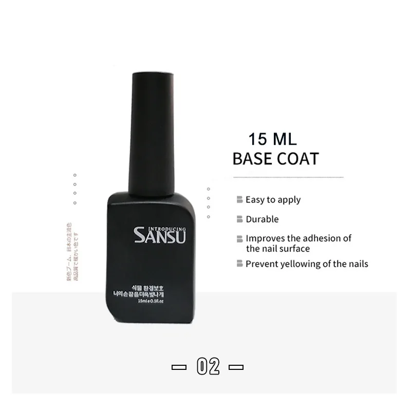 Lencco ขายส่ง60Pcs Sansu No Wipe Top Coat 15Ml เจลเล็บเจล Polish Soak Off Primer สำหรับเล็บ Art matt Top Coat UV LED เจล