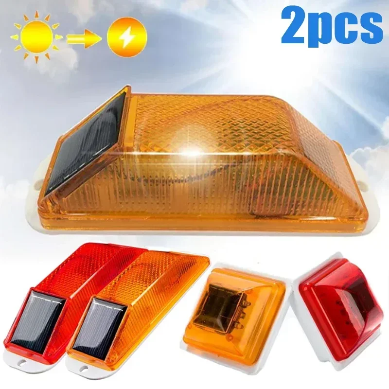 

2Pcs Solar Strobe Warning Light LED Lamp Rechargeable Night Safety Driving Solar Strobe Flashing Lights LED Chip Car Accessories