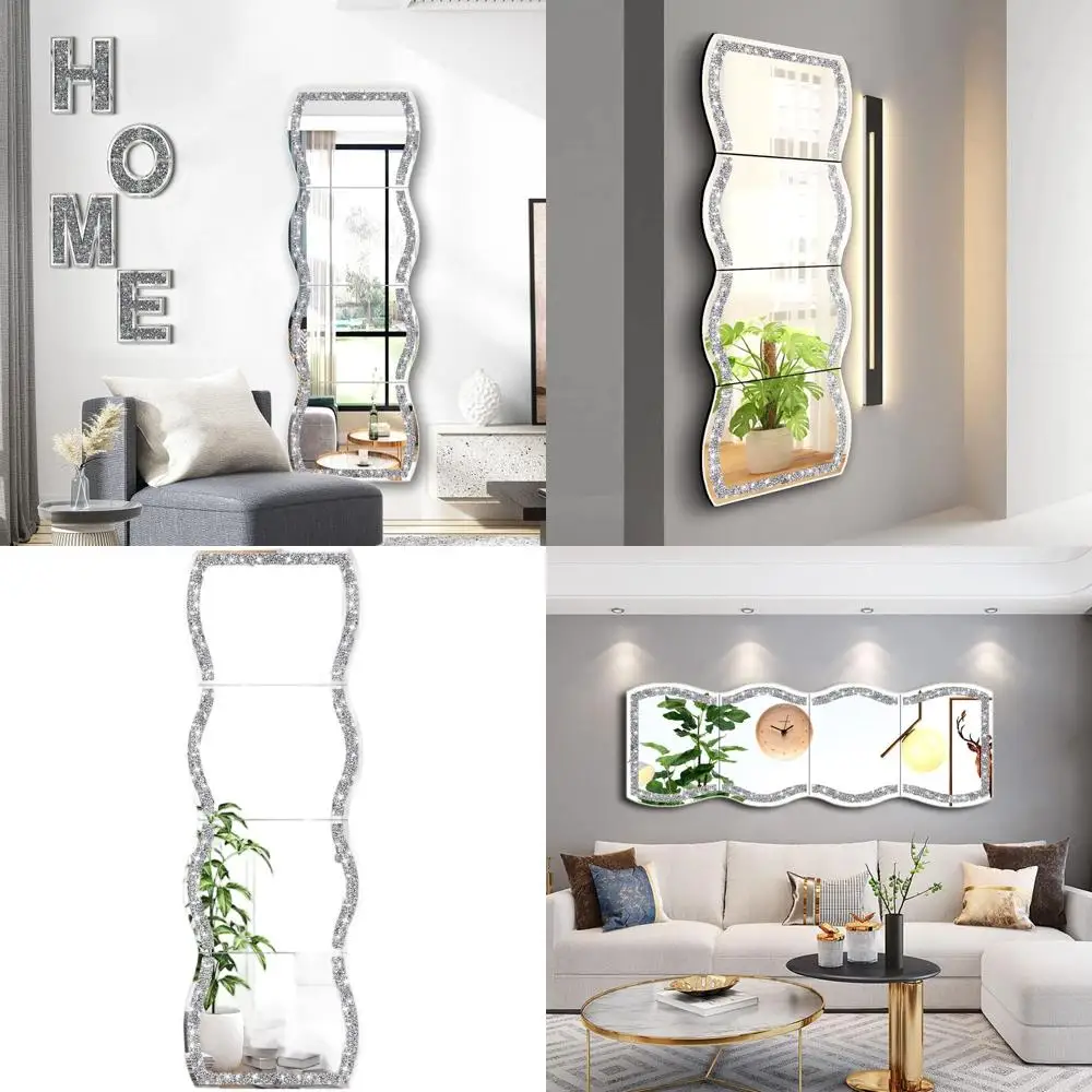 

Набор из 4 зеркал с алмазной огранкой 11x15 дюймов для гардеробной, макияжа и домашнего декора