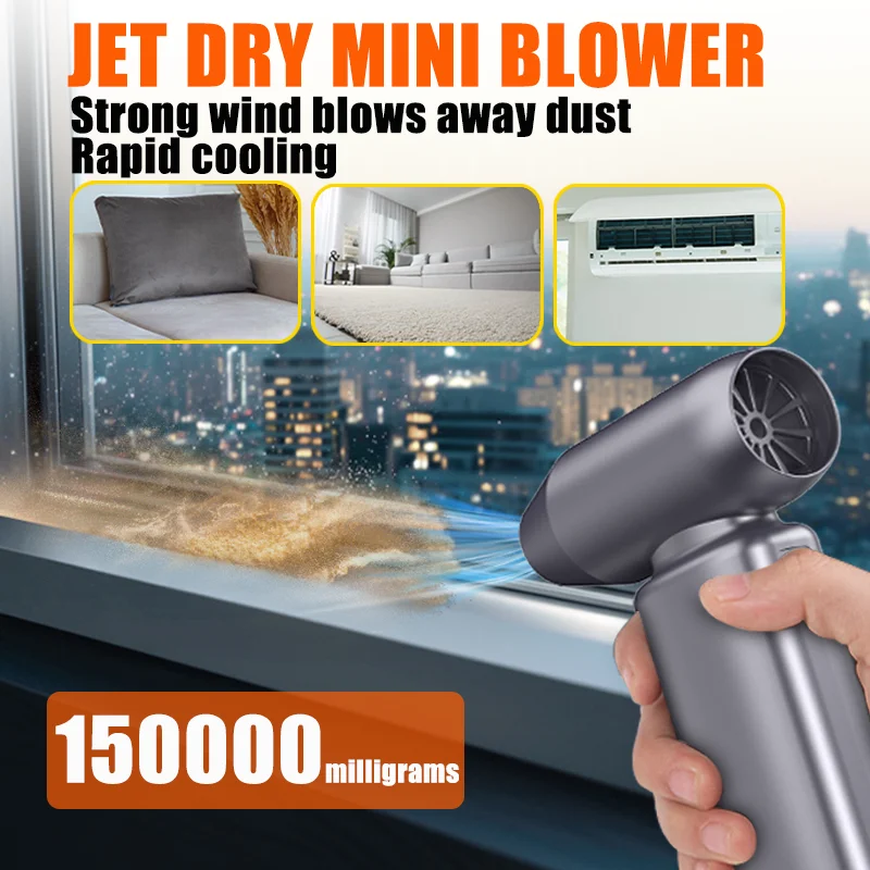 

150000 RPM Electric Air Blower Turbo Jet Fan Brushless Motor High-Speed Turbo Violent Fan USB Rechargeable Powerful Dust Blowe