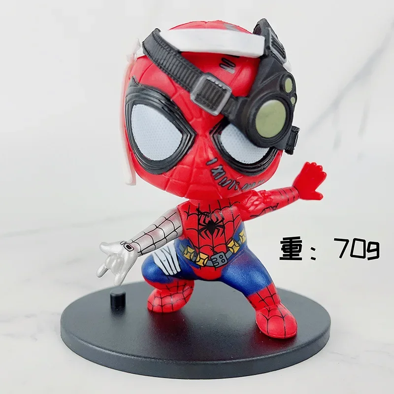 Disney Spider-Man Figures Anime Figures Wholesale Q Version Spider-Man Fighting Travel Model Ornaments Cute Doll Gifts