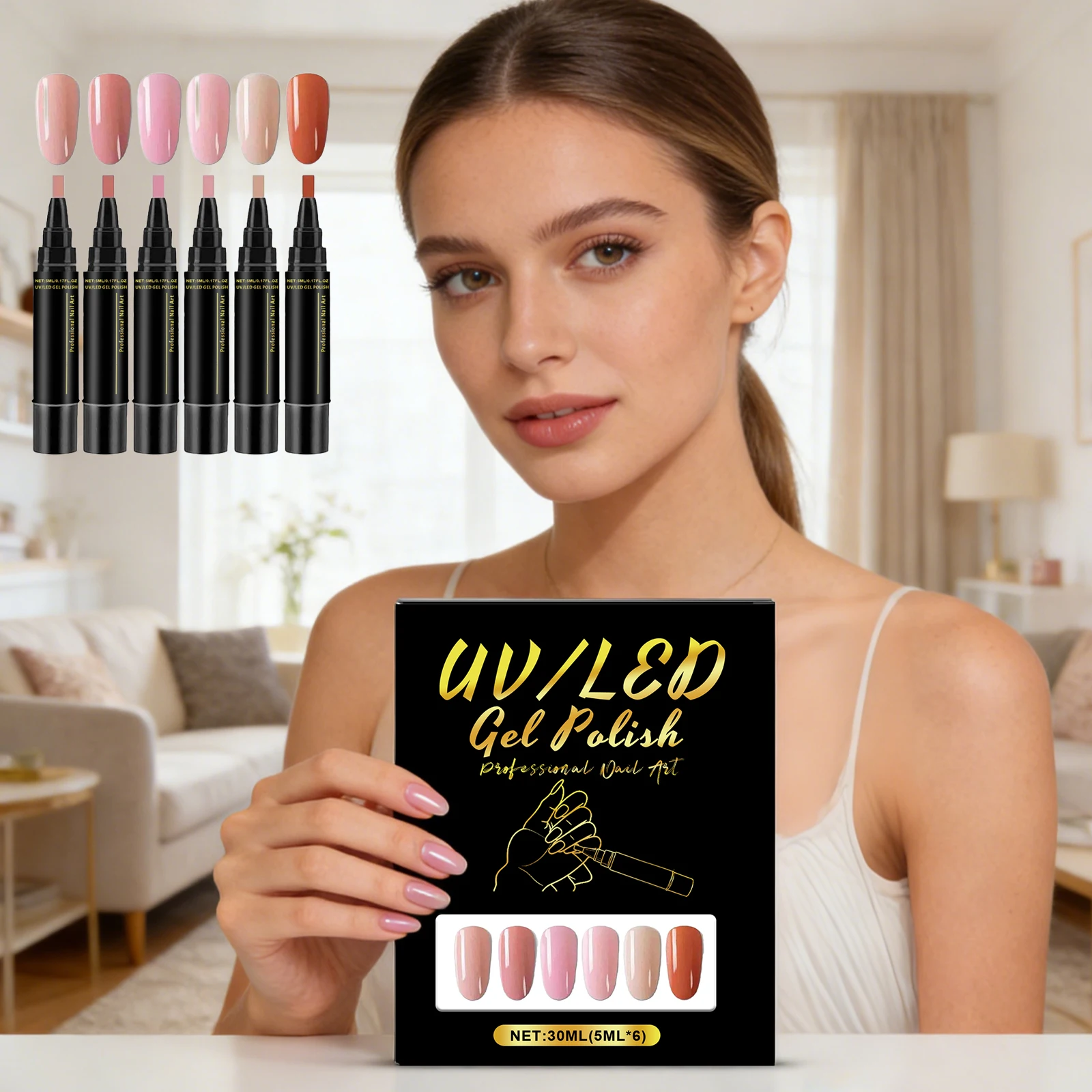 

6 Color DIY Nail Art Pens High Pigment Quick Dry Free Draw Design Decorate Nails Safe Gentle Waterproof Nails Art Oil Pens Kit