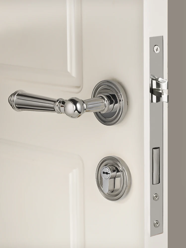 Dooroom Brass Door Lever Set Shiny Bright Chrome Interior Bedroom Bathroom Door Lever Dummy Passage Hardware Door Locks