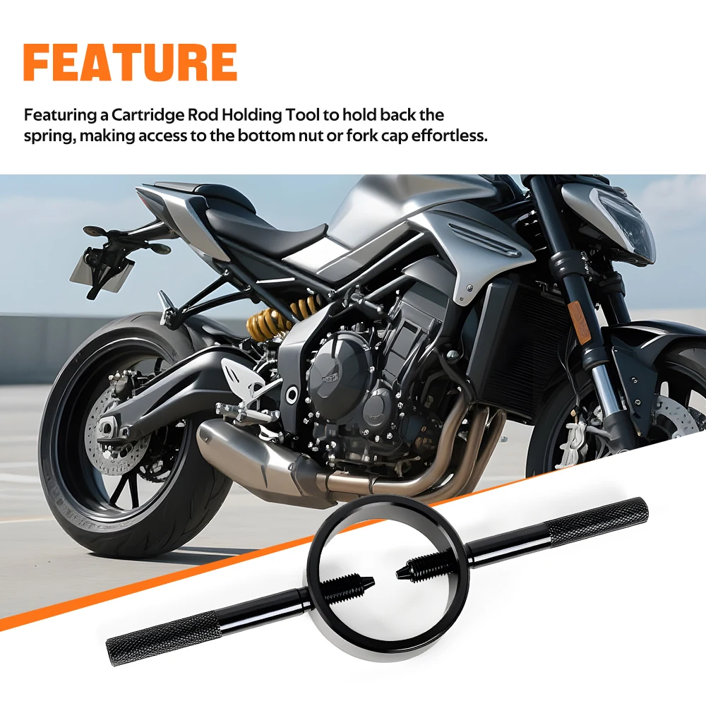 Motorcycle Fork Spring Compressor Tool Kit Service Tool Kit For Most Regular Cartridge & Inverted Forks Motorcycle EM1091 - Image 2