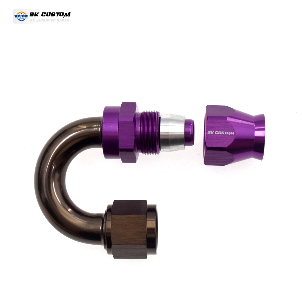 SK CUSTOM PTFE slanguiteinde olieleidinginterface AN8 recht 0 ° /45 ° /90 ° /120 ° /150 ° /180 graden PTFE brandstofleiding slanguiteinde fitting adapter