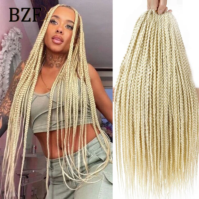 613 Blonde Box Braids Synthetic Hair 24 Crochet Braiding Hair Extensions Goddess Grey Braid Pre looped Ombre Colored For Women AliExpress