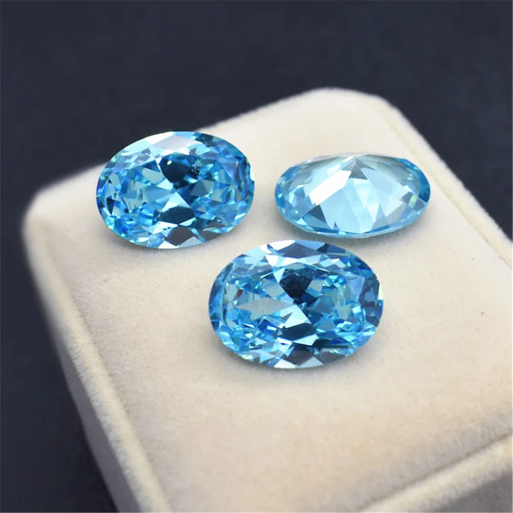 High Quality Aquamarine Oval Cut Gemstone Egg Shape Faceted Vivid Blue Aquamarine AM015