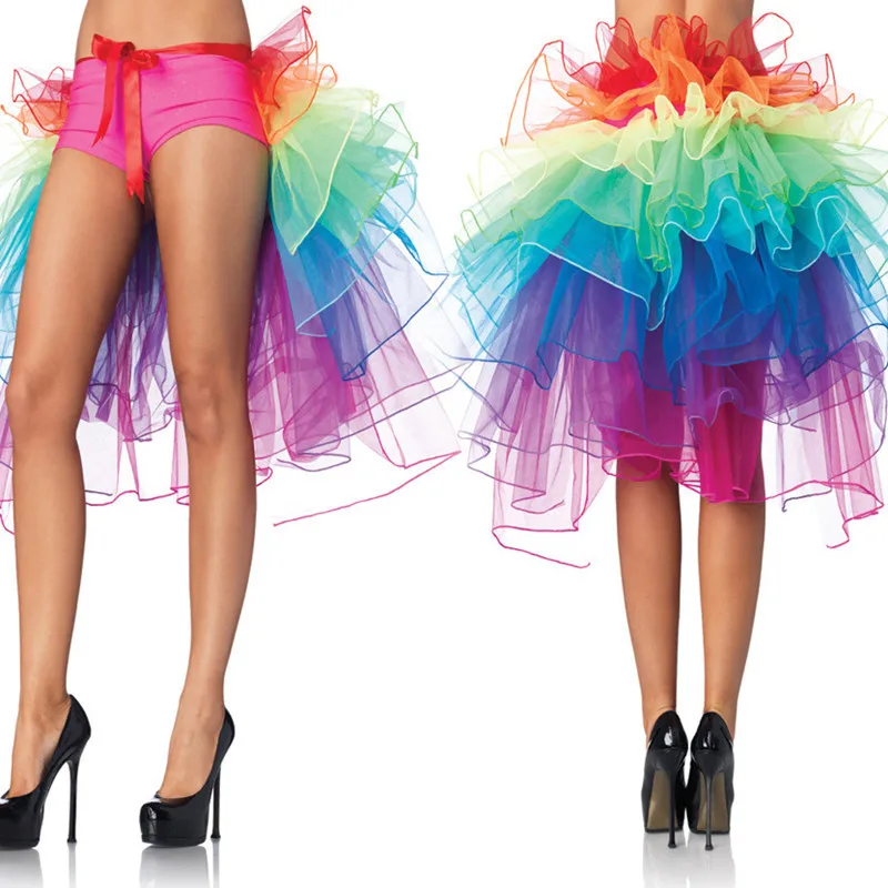 Women's Layered Rainbow Bustle Skirt Dance Tulle Tutu Skirt for Clubwear Carnival American Party Skirts Dance Fairy