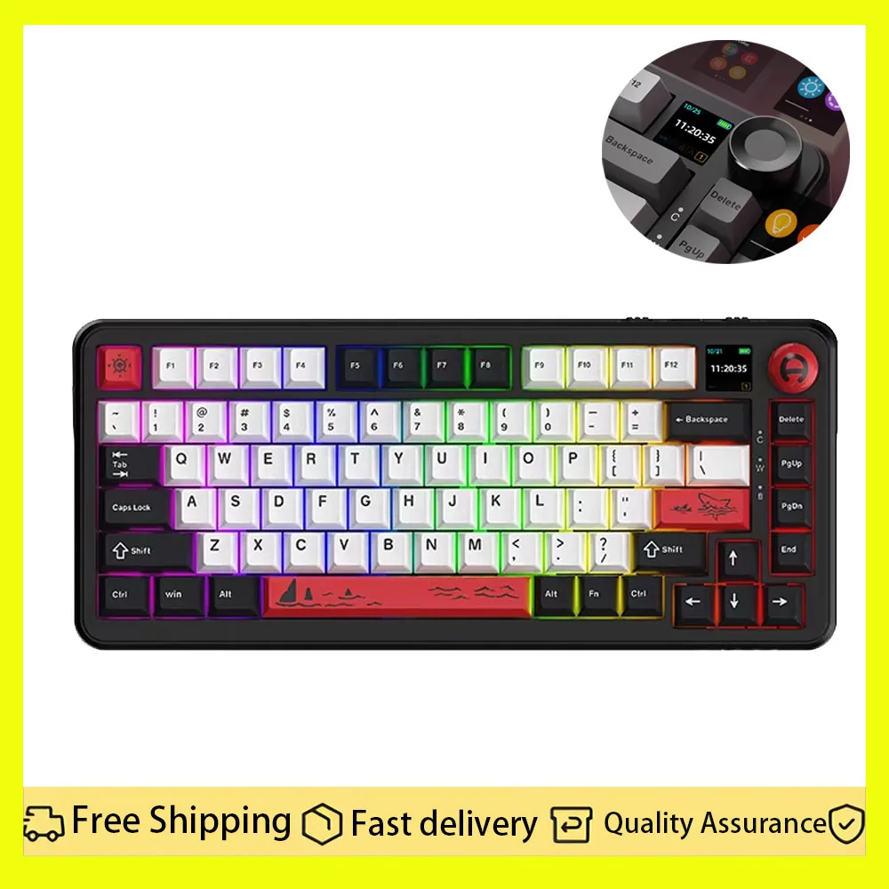 

Механическая клавиатура AJAZZ AK820MAX, беспроводная игровая Bluetooth, настраиваемая 75, три режима, проводная компьютерная периферия