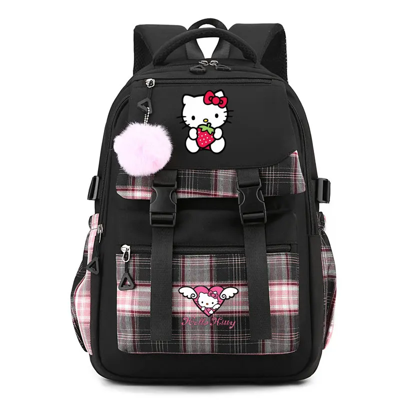 Mochila bonita de Hello Kitty para niña, morral escolar de dibujos animados para estudiantes de secundaria, gran capacidad, regalo diario para mujer