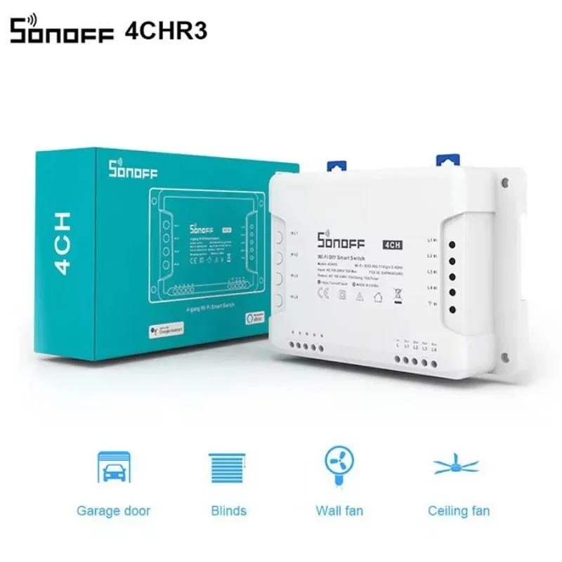 For 4CH Pro R3 Smart Switch with Wi-Fi 802.11 B/g/n Voice Control (Alexa/Google Home) for Smart Home & Hotel Automation
