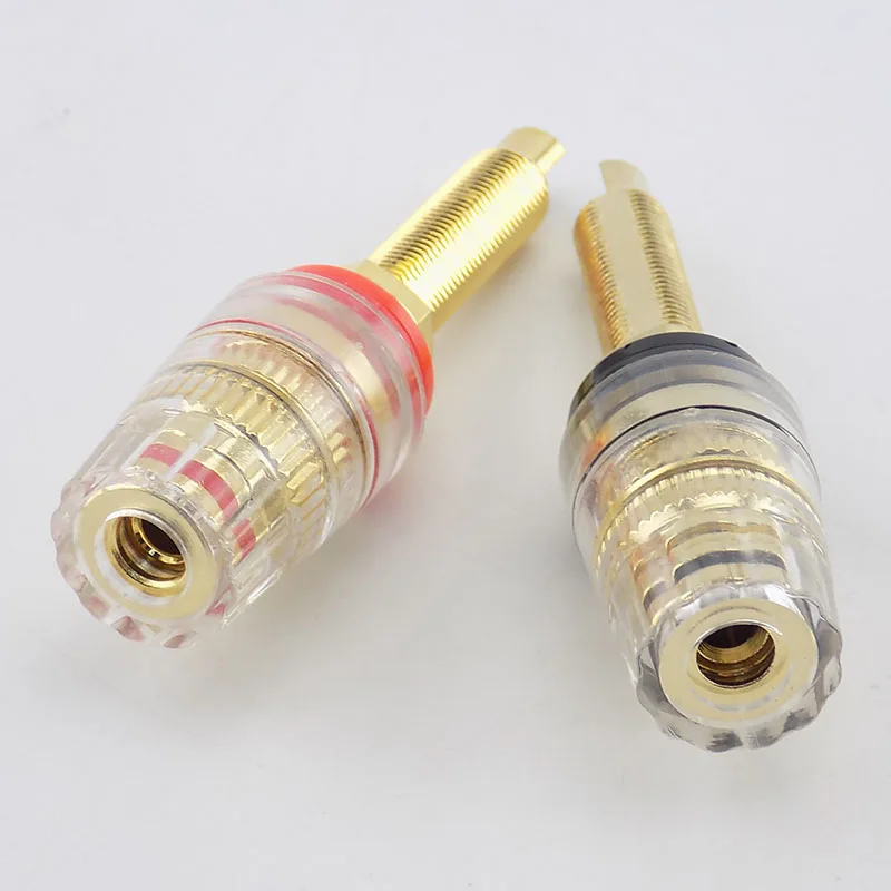 2pcs Brass Long Binding Post Connector Audio Speaker Amplifier Audio Adapter for 4mm Banana Plug Terminal Connectors C6