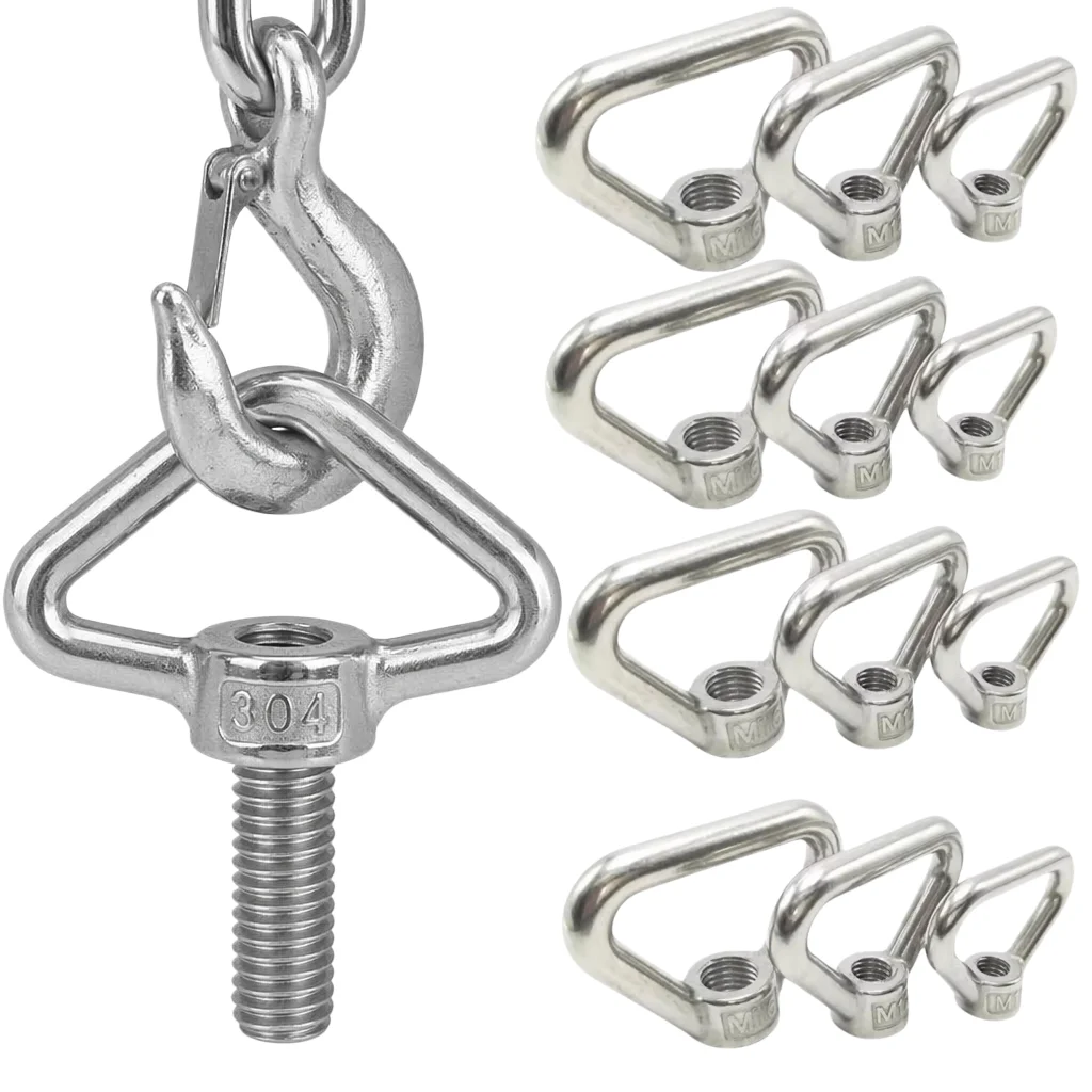 304 Stainless Steel Lifting Eye Nut M8-M24 Heavy Duty Forged Thread Lifting Ring Nut Hardware for Machinery Mold Lifting Fixing