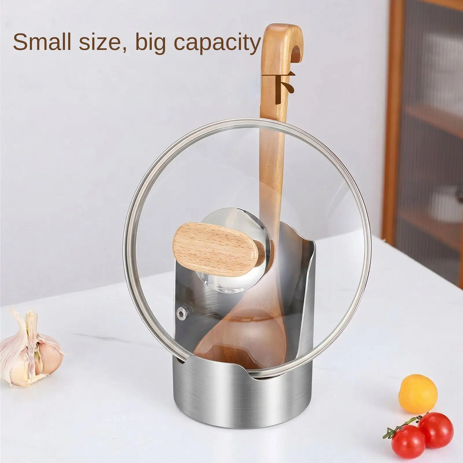 Stainless Steel Spoon Rest Heavy Duty Pot Lid Holder Vertical Utensil Stand Kitchen Countertop Organizer Anti Rust Spatula Tongs