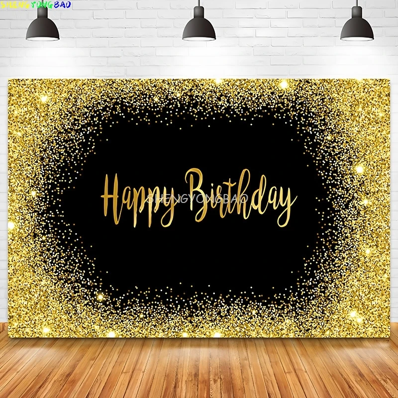 

Custom Name Text Happy Birthday Party Background Anniversary Glitter Baby Shower Newborn Kid Photography Backdrop VS-01