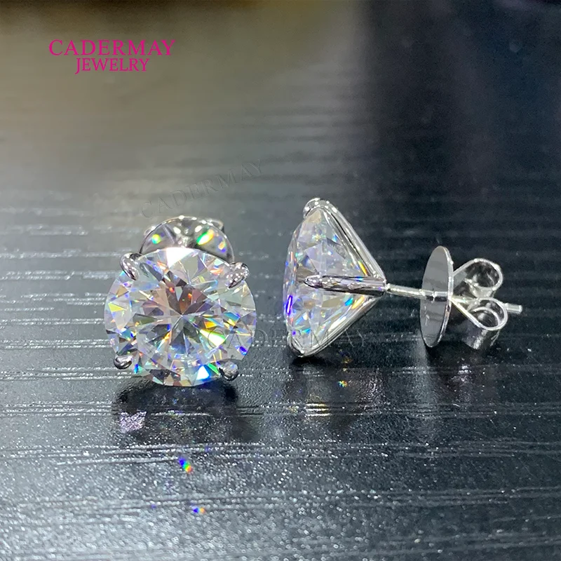 Pass The Diamond Tester 4Prongs 11mm 5ct D VVS Moissanite Diamond Earrings Stud 14K White Gold Moissanite Earrings For Women Men