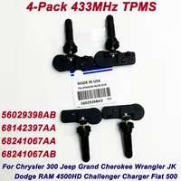 4 piezas 56029398 Sensor de presión de neumáticos AB 433MHz TPMS 68142397 AA 68241067 AA 68241067 AB para Jeep Wrangler Grand Cherokee cargador Dodge