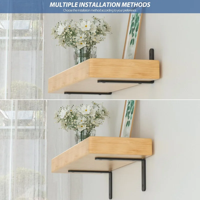 4 suportes de prateleira de 5 polegadas, suporte de prateleira flutuante preto