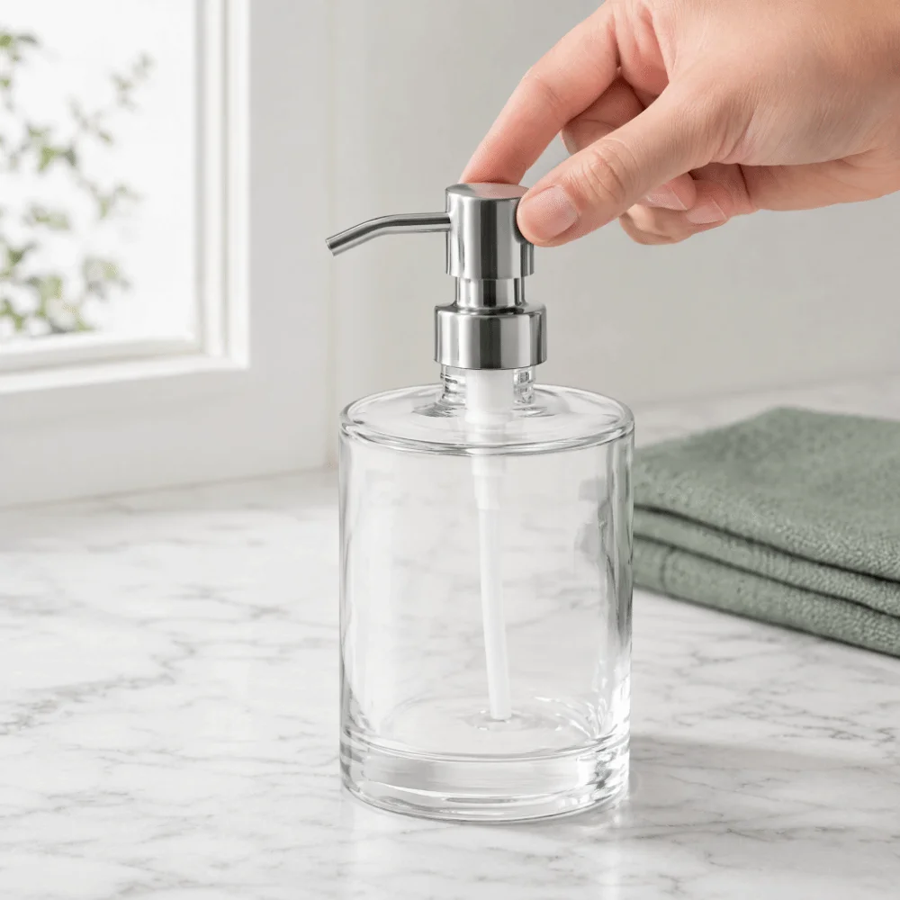 304 Stainless Steel Soap Dispenser Pump Head Silver 25mm Bottle Neck Lotion Dispenser Pump Rotatable Rust Proof