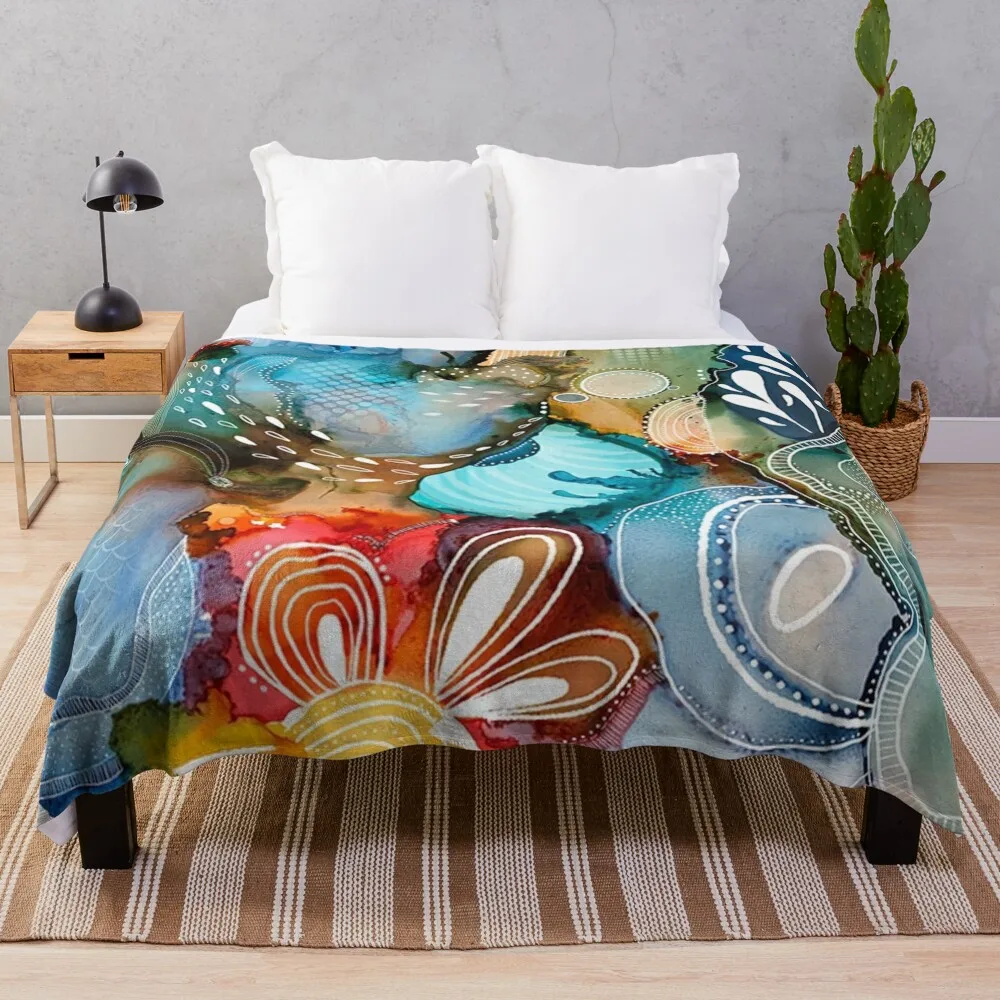 

Colorful floral abstract Throw Blanket Hairy Blankets Blankets For Bed Sofa Blankets