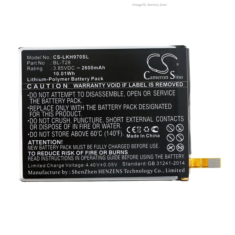 Replacement 3.85V 2600mAh Mobile Battery BL-T28 for LG Q725L Q7+ Q7 Plus Q725S Q720K Q725K Q720L Q610MA Q610TA L-03K H970