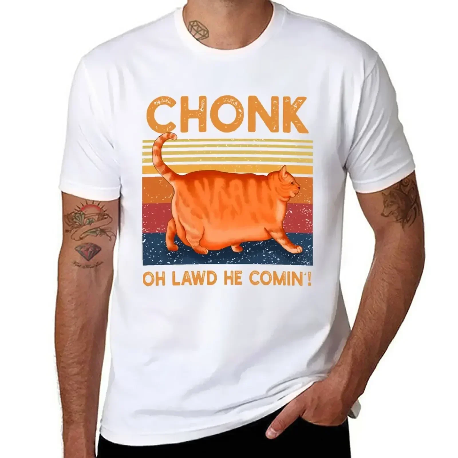 manga vintage anime clothes Chonk Oh Lawd He Comin T-Shirt oversized t shirt men clothing graphic t shirts harajuku men t-shirts