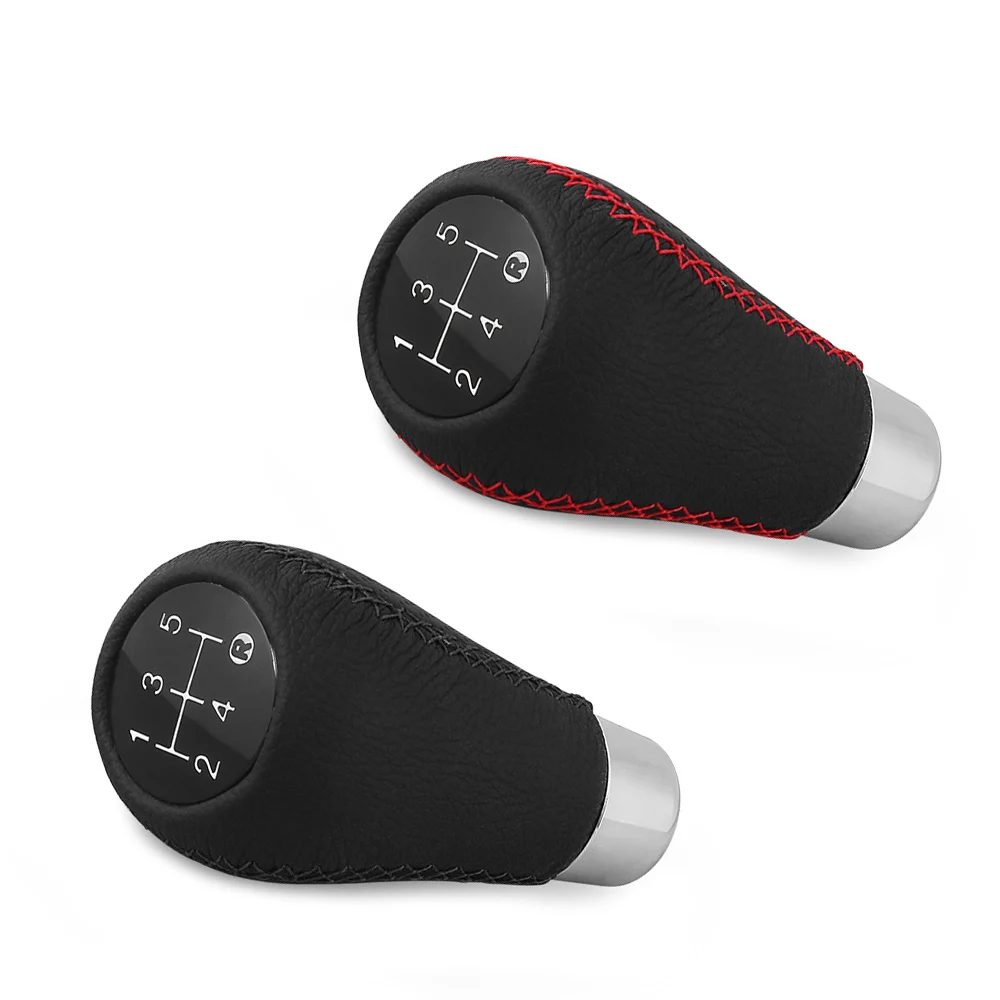

5 Speed Manual Shift Knob Universal Leather Red Stitch Fits M8 M10 M11 M12 Car Gear Stick Lever Knob Lever Manual Transmission