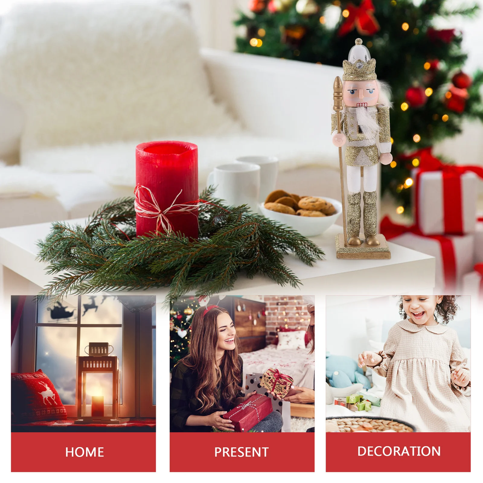 

4Pcs Wood Nutcrackers Decor Festive Desktop Ornament for Christmas Home Hotel Restaurant Decoration Xmas Gift Choice