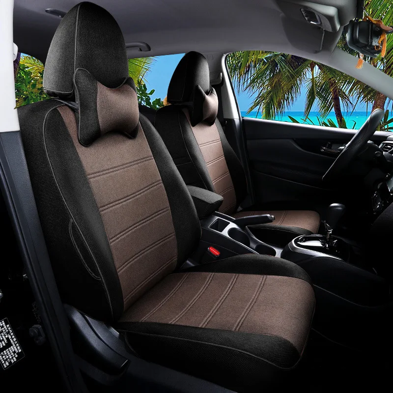 Full Surround Linen Four Seasons Universal Five Car Seat Cover Light Luxury Style Ventilation