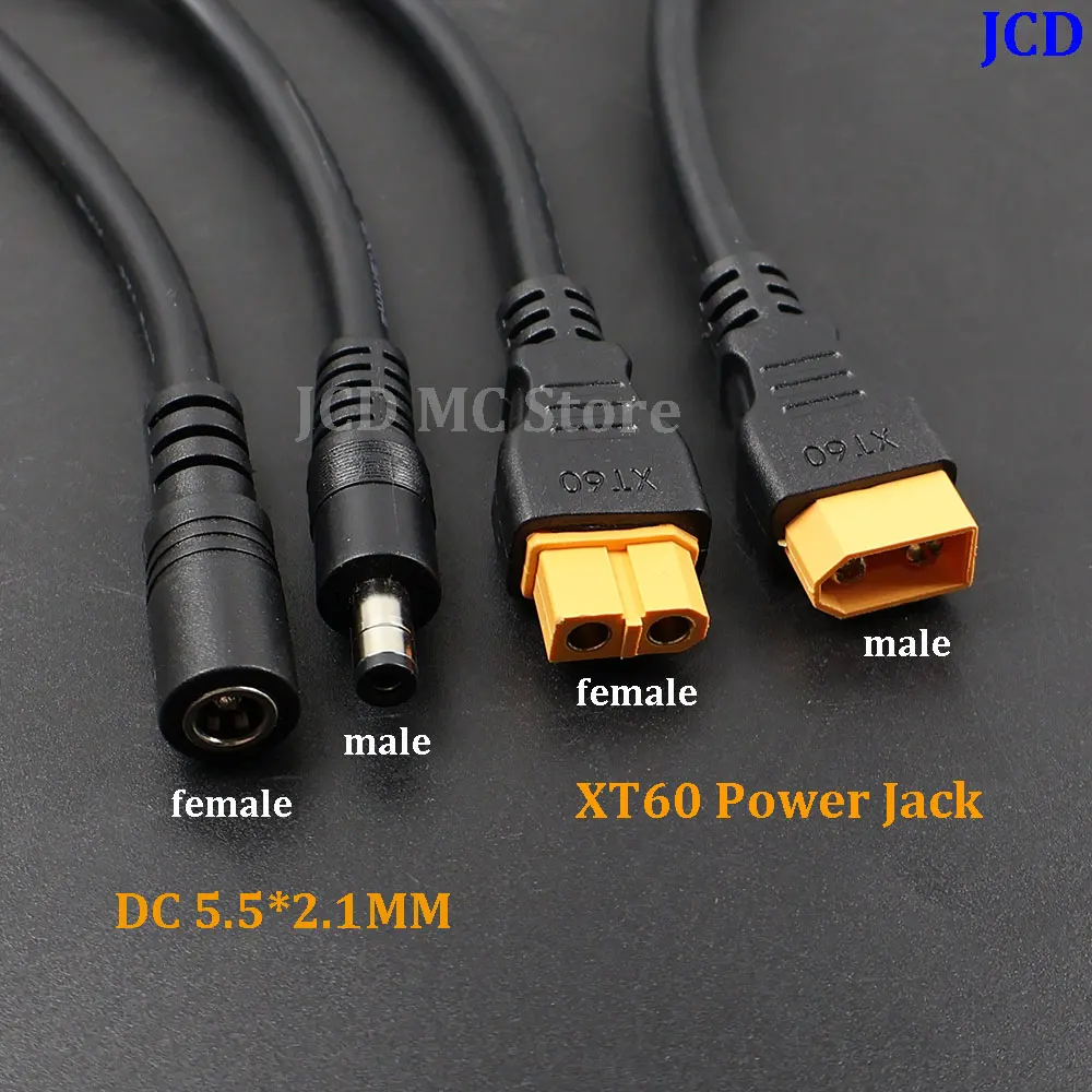 1PC 10A Ultra-soft XT60 Plug Male Female Connector to DC 5.5*2.5/5.5*2.1mm M/F Power Cable for Fly Multirotor Field Repairs Appl