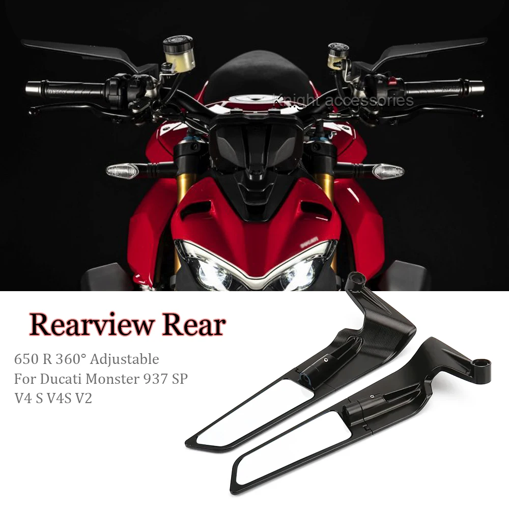 

Motorcycle Streetfighter V4 S V4S V2 Rearview Mirror 360° Adjustable Rear View Mirrors For Ducati Monster 937 SP 2021 2022 2023