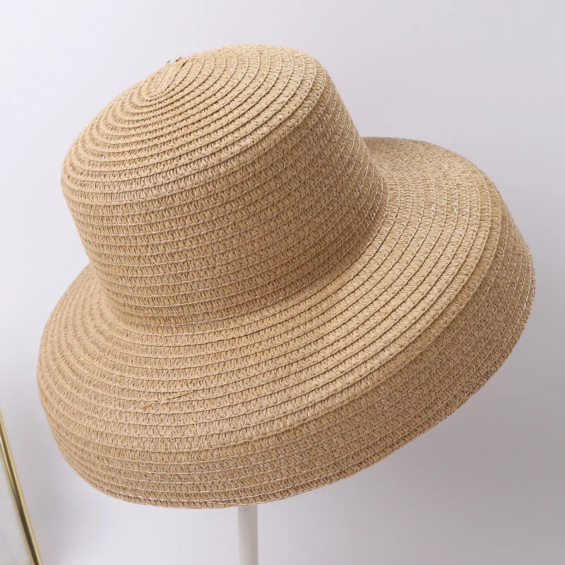 Summer Lady Pleated Straw Hat Women  Hepburn Style Casual Sun Hat Large Brim Floppy Sun Hat Cap Holiday Beach Casquette Gorros