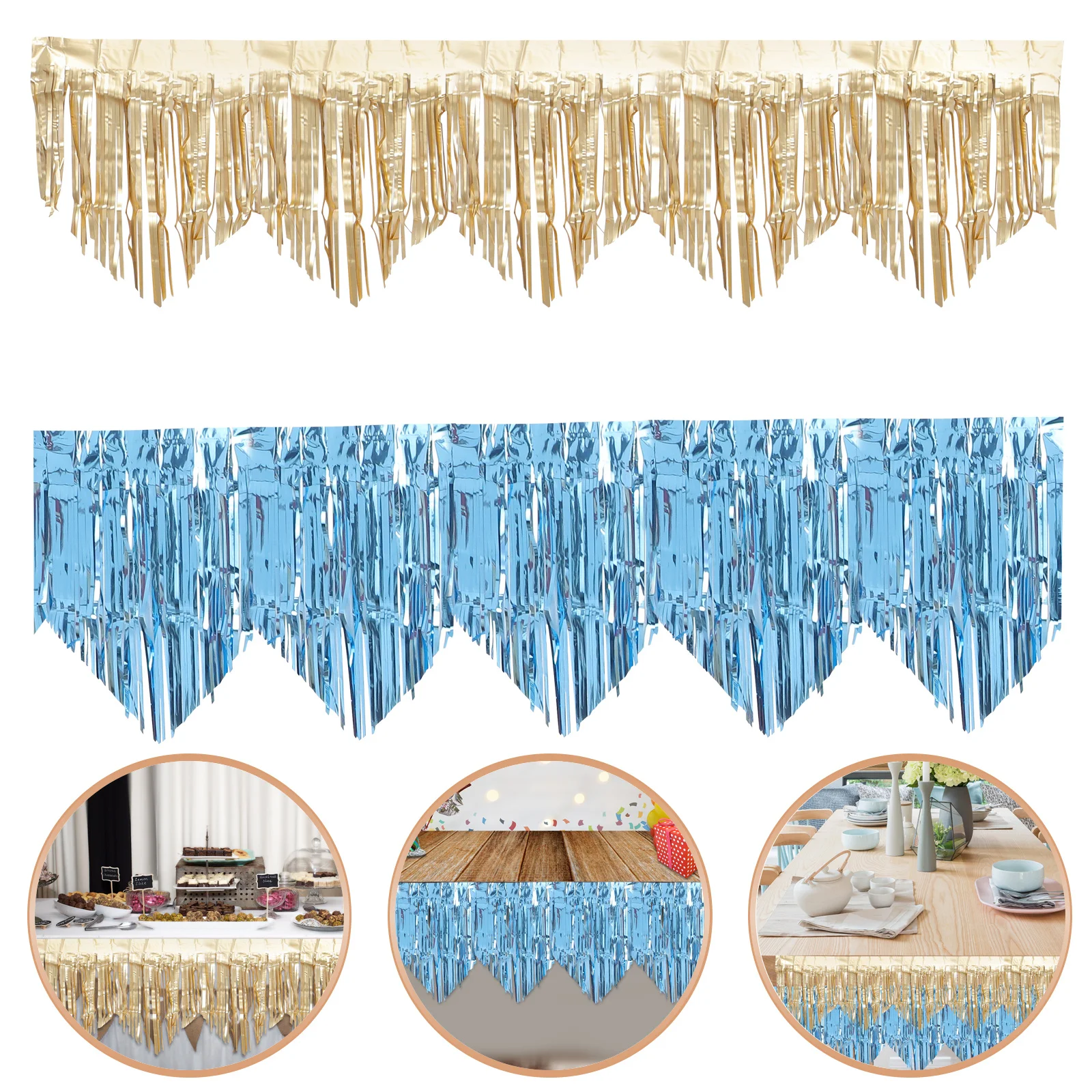 

4Pcs Wave Foil Tinsel Fringe Banner Assorted Colors Easy Hang Party Streamers Birthday Wedding Decorations Backdrop Curtain