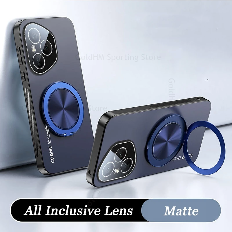 

HD Lens Film Soft Bumper Phone Matte Case For Honor 400 Pro 300 Ultra 360° Ring Holder Stand Cover For Honor X70 X60 Pro Fundas