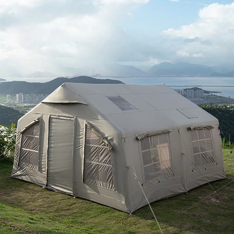 Verdicktes, regensicheres Campingzelt für den Außenbereich, aufblasbar, großer Raum, tragbares Sonnenschutzzelt, bequeme, atmungsaktive Campingplatzunterstände