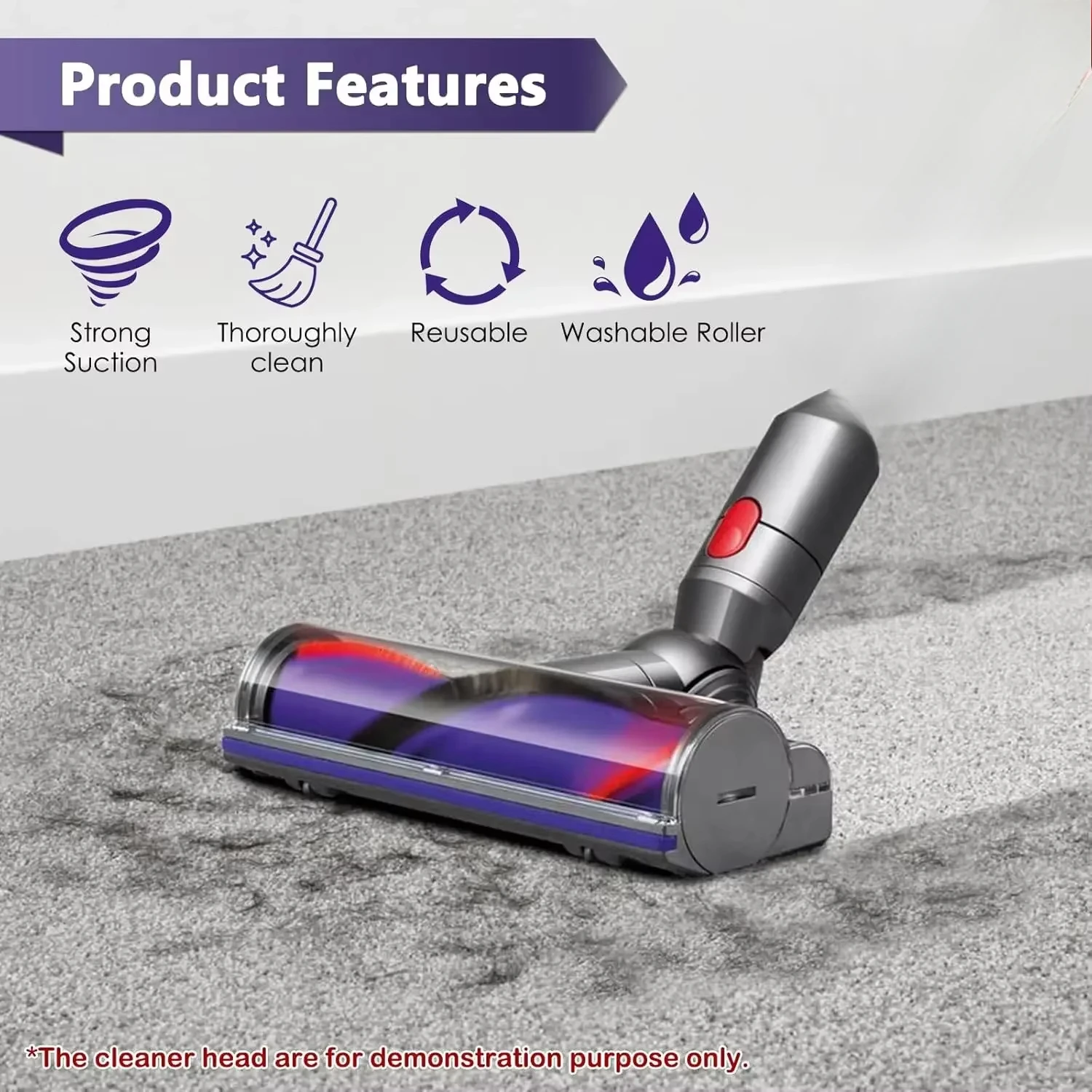 Quick-Release Motorhead Cleaner Replacement for Dyson V7 V8 V10 V11 V15 Vacuum Direct Drive Head for Hardwood Floor Carpets