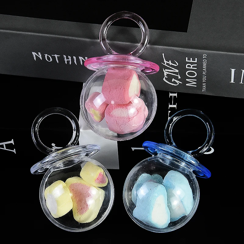 

12PCS Plastic Candy Box Pacifier Shape Sugar Gift Packaging Box Wedding Birthday Party Favor Gender Reveal Baby Shower Supplies