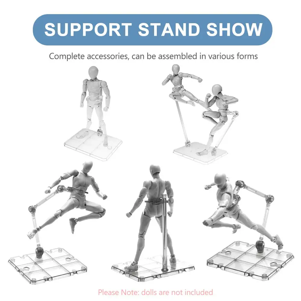 Action Figure Display Stand Adjustable Holder Sturdy Base Clear Doll Model Support Stand for 6 in HG RG SD SHF Gundam 1/144 Toy