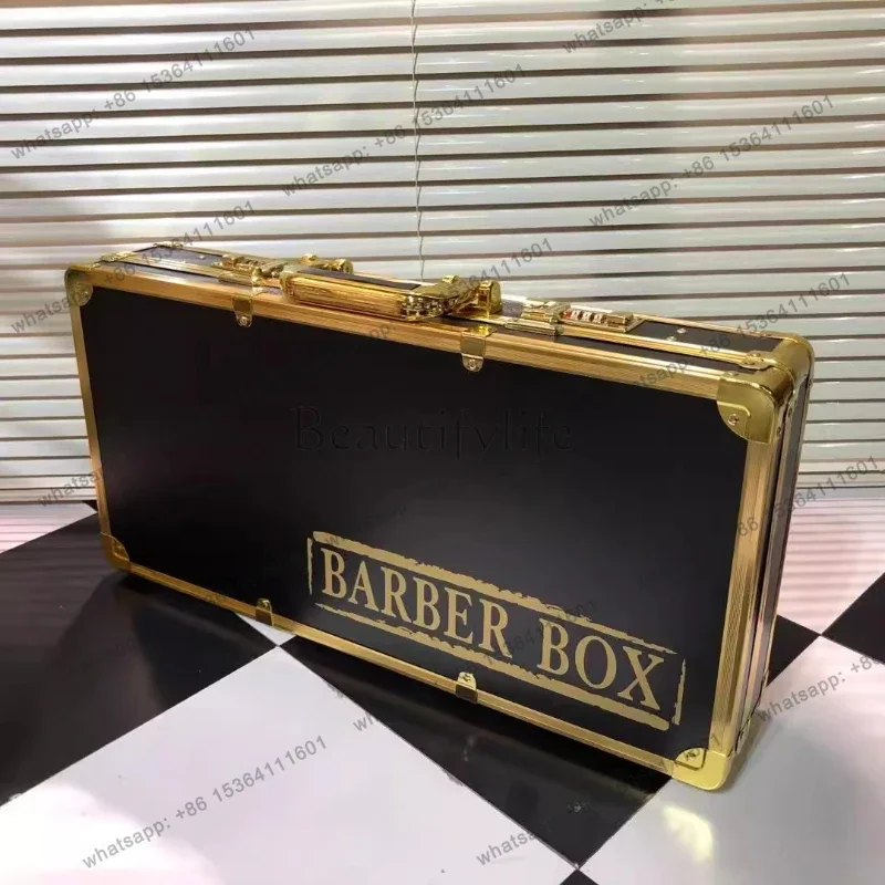 FG40Professional Barber Oil Head Toolbox European And American Style Push Shear Storage Suitcase, Hairdressing Master Password O