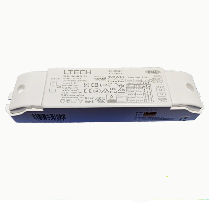 10W 12W 100mA-400mA 350mA-700mA Constant Current Dali-2 Led Driver LTECT New DALI Dimming Lighting Transformer AC 100-240V Input