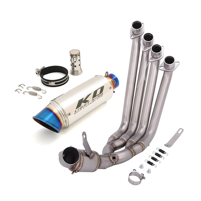 Sistema completo de escape para motocicleta Honda CB650R CBR650R E-Clutch 2024-2026, con tubo de conexión de 51mm y silenciador con DB Killer, de fácil instalación.