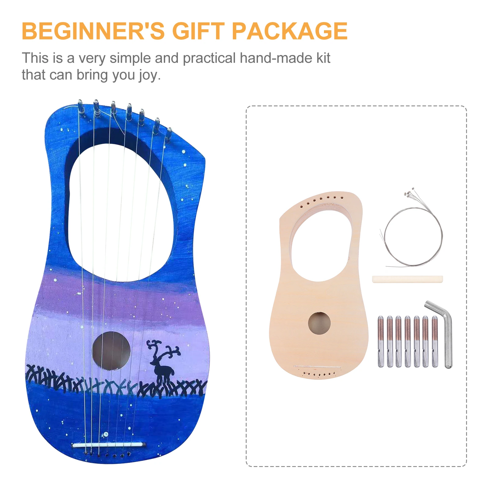 

Wooden Harp Material Bag Toddler Music Lyre for Instrument Kit Diy Supvox Instruments