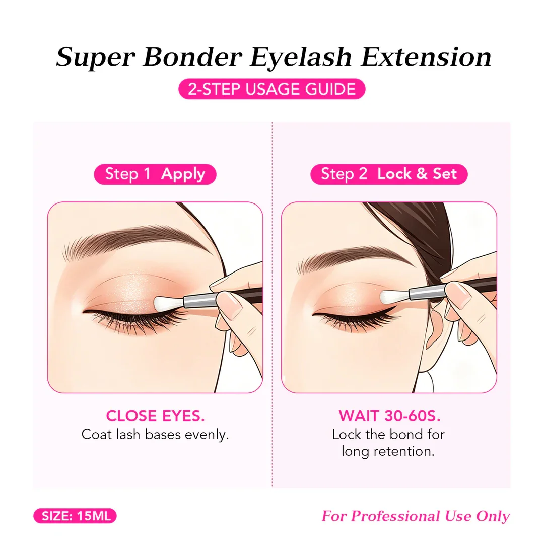 TDANCE Lash Bonder 15ML für Wimpernverlängerungen Versiegelungsmittel Längere Haltbarkeit Wasserfest Ölfest Rosa Super Bonder Kleber – Detail 2