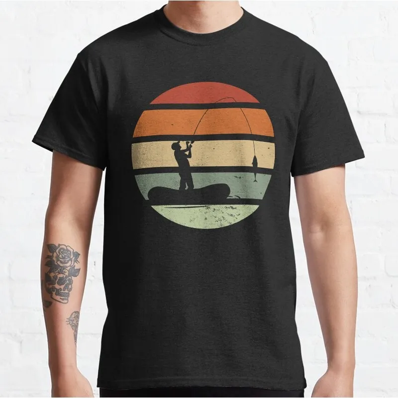 Fly Fishing Angler T-Shirt Retro Fisherman Graphic Tee Unisex 100% Cotton Print Short Sleeve Outdoor Hobby Casual Tops S-6XL
