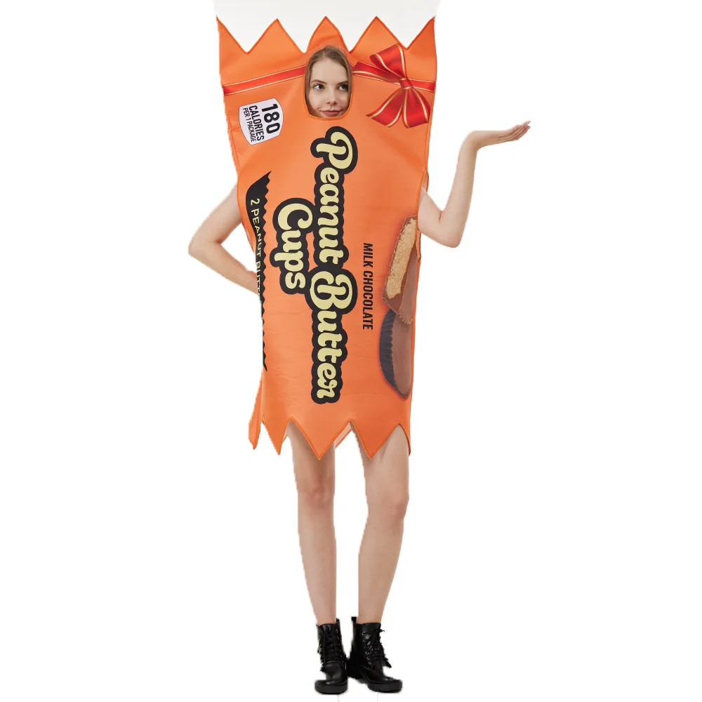 2025 New Arrival Funny Candy Food Couple Outfit Peanut Butter Cup Halloween Dress Up Chocolate Bar Couples Costume