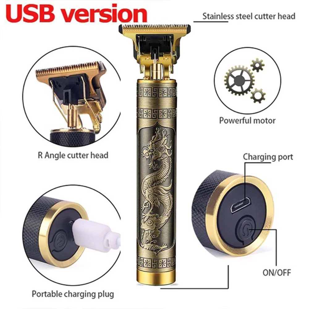 ماكينة قص الشعر القابلة لإعادة الشحن، ماكينة تشذيب الشعر الكهربائية الاحترافية، ماكينة تشذيب اللحية 0 مم للرجال