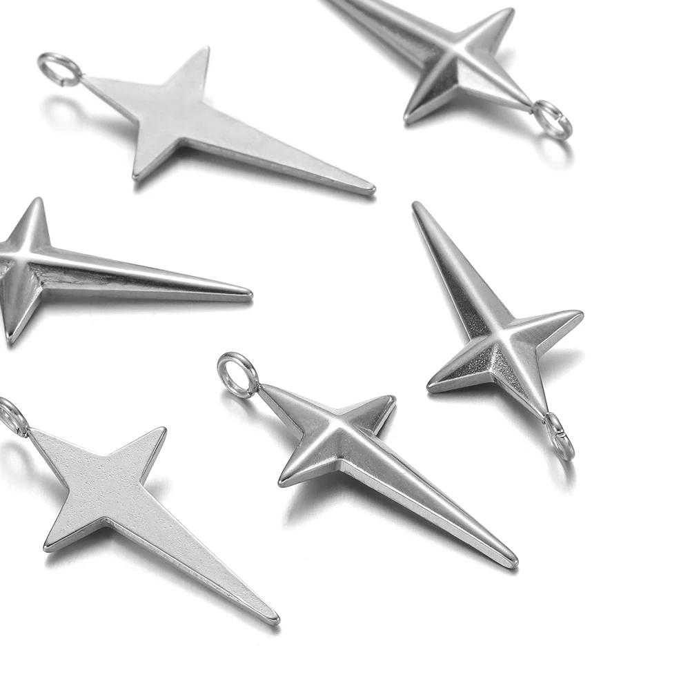 5 Stück Edelstahl-Stern-Kreuz-Anhänger für Ohrringe, DIY-Schmuckanhänger, Zubehör für die Schmuckherstellung, Armbandzubehör – Detail 4