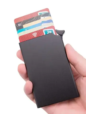 HOMEFISH Portable Metal Card Holder, Slim Mini Wallet, Simple Coin Purse for Men and Women