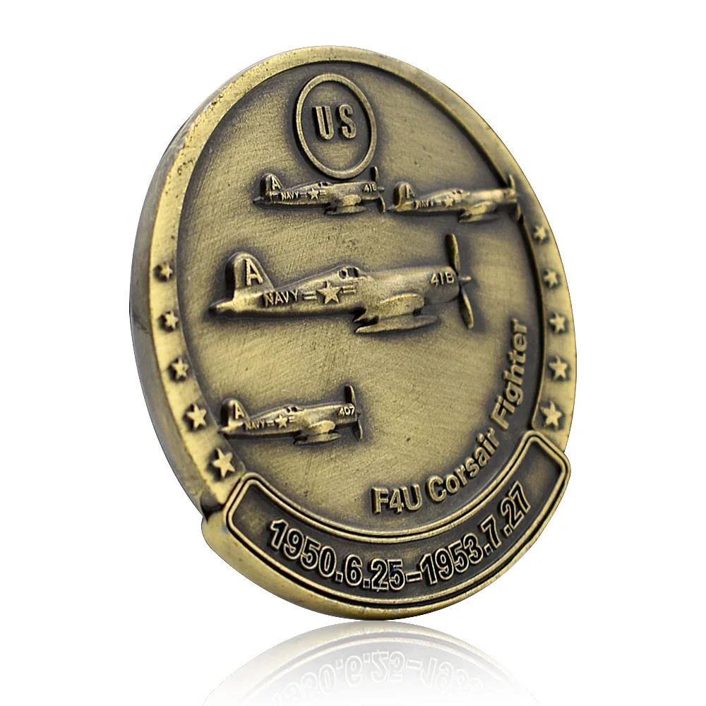 F4U Corsair Fighter Challenge Coin Metal Vintage 38th Parallel Medal Military Collection Gift